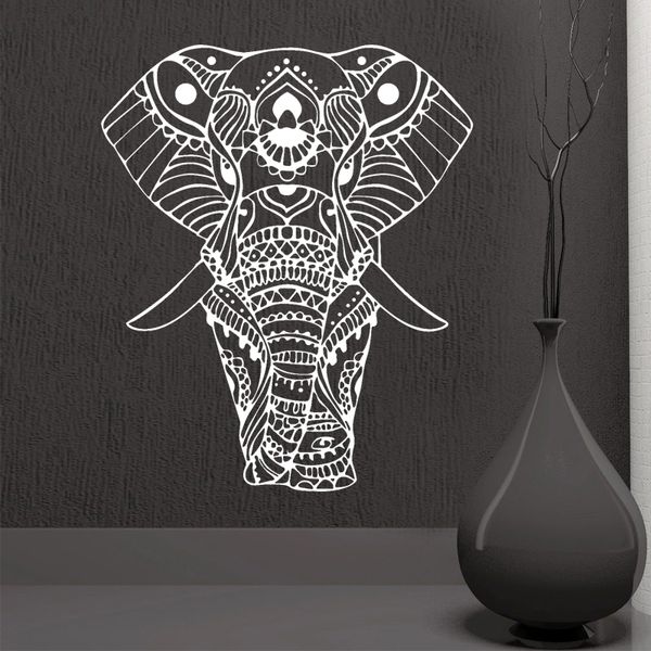 ROWNOCEAN Mandala Yoga Ornamento Buddha indiano Dio Elefante Adesivi murali Decorazioni per la casa Arte Soggiorno Vinile murale Rimovibile M613 210308