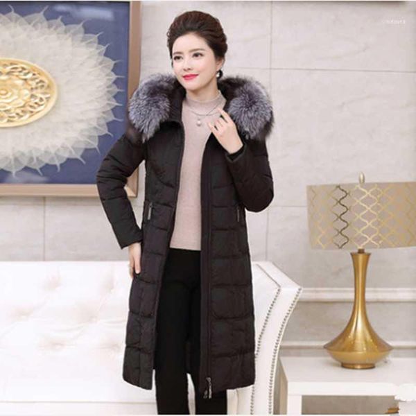 

women's down & parkas jacket winter women clothes 2021 real fur collar parka korean long coat chaqueta mujer my33081, Black