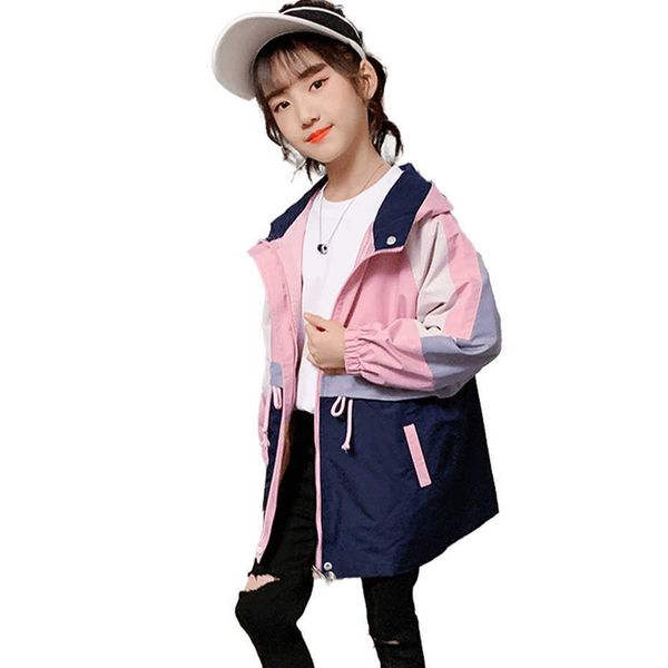 

girls coat outerwear patchwork coats kids casual style jackets spring autumn clothes 6 8 10 12 14 210528, Blue;gray