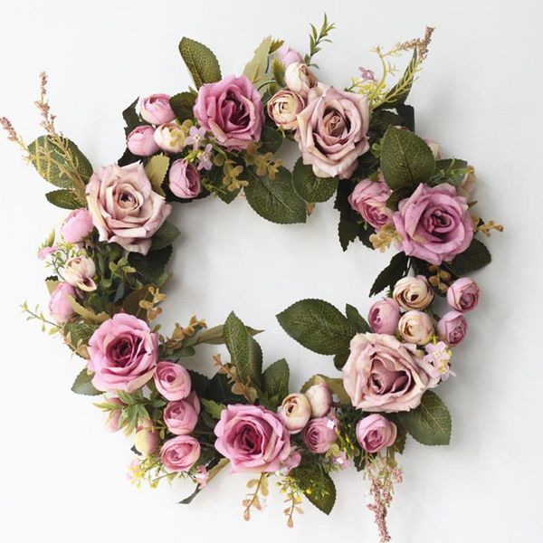 

artificial rose flower wreath window door decoration ornament showcase garland diy party wedding festival real touch qylchu