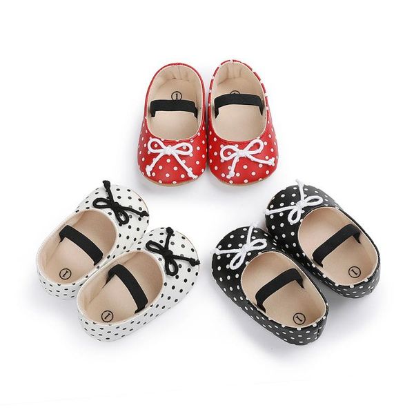 

first walkers baby spring and autumn boots girls cute polka dot bow princess toddler shoes step front soft bottom non-slip