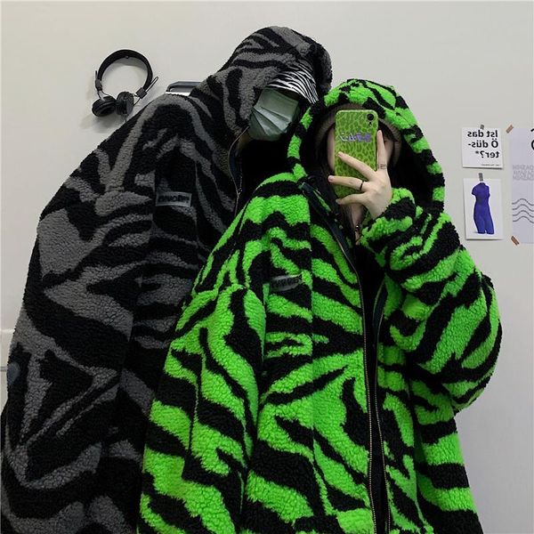 Casacos femininos 2022 Mulheres Inverno Faux Pele Teddy Bear Revestimento Espesso Superized Long Zebra Color Lote