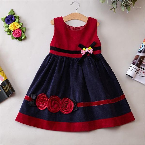 

girl's dresses 2021 autumn winter clothing corduroy girls dress girl spring and vest party princess1, Red;yellow