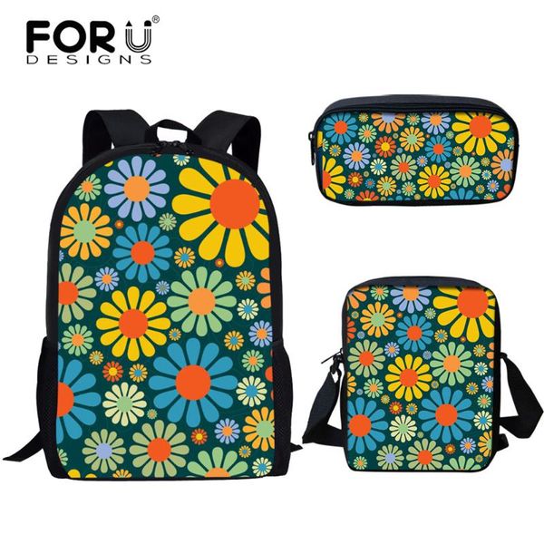 

backpack forudesigns flower pattern printed bookbags for teen girls durtable school bag 3pcs set campus mochila