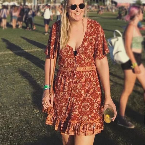 

2021 new mini for women v-neck dress gypsy floral print summer rayon short dresses beach wear vestidos robe rryp, White