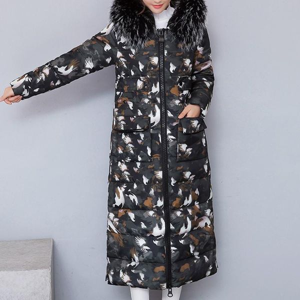 

women's jackets 2021 fashion winter cotton padded jacket women thick print coat female parka warm long ladies overcoat outerwear #918, Black;brown