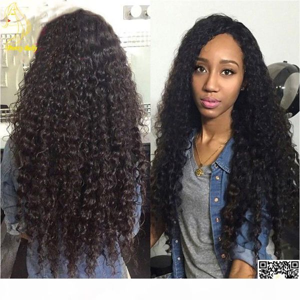 

malaysian human hair full lace wigs kinky curly lace front human hair wig glueless lace wig for balck woman, Black;brown