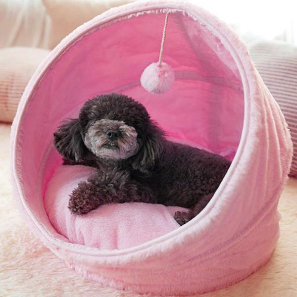 

indoor cat bed warm winter pet tent cave washable foldable plush house for household animal cats decoration