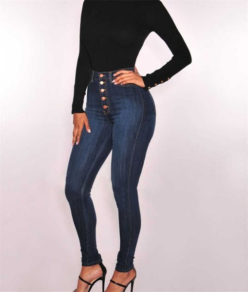 

jeans women's high waist stretch slim, Blue