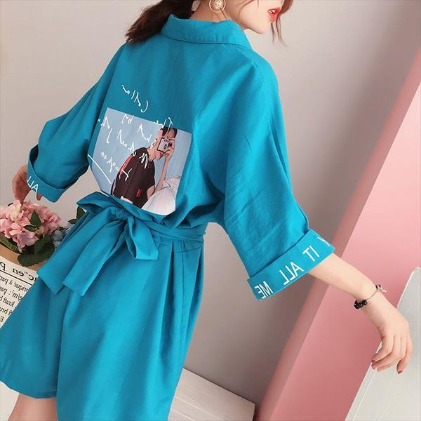 

summer korean casual loose womens jumpsuit short sleeve solid button suspenders printing female playsuits overalls, Black;white