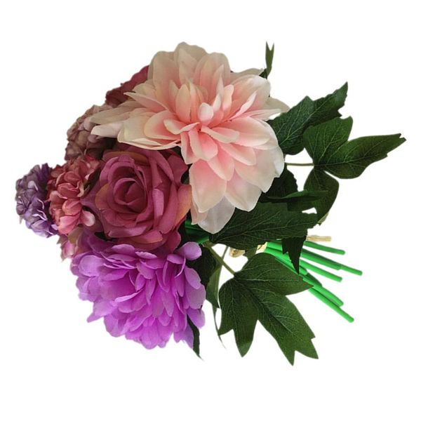

decorative flowers & wreaths 1pc simulated dahlia rose bouquet realistic head bouquets wedding hand tied creative flower decor househo