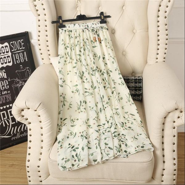 

2021 summer new arrival all match korean style ankle length long skirts for women lace up vintage skirt floral ing, Black