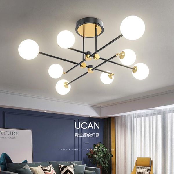 

pendant lamps modern design glass ball led lights living room decor lamp bedroom hanging light black suspension luminaire