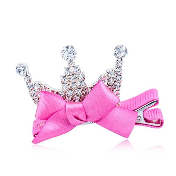 

hair clips & barrettes 4 cute colors silky ribbon cloth bow knot full shiny crystal crown for kids children jewelry, Golden;silver