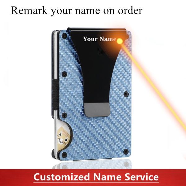 

carbon fiber wallet slim metal holder new design minimalist rfid shielding men cardholder anti protect clip sets, Red;black