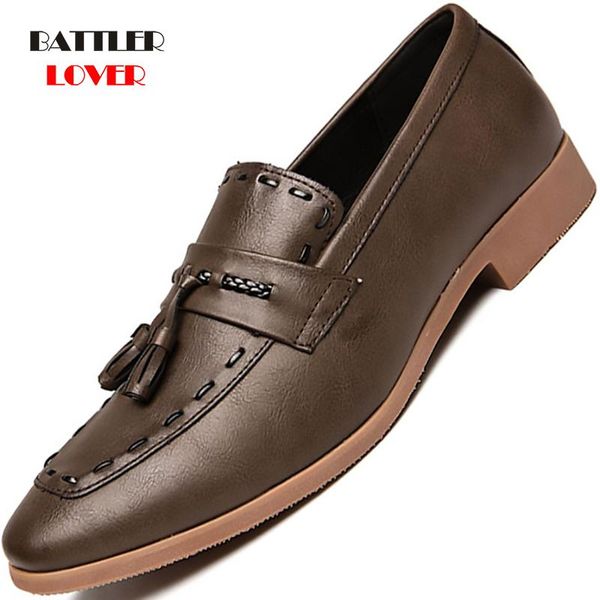 

dress shoes loafers men dressing luxury evening official shoe for male wedding formal loafs homme classic footwear, Black