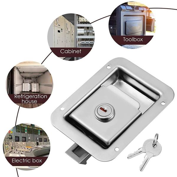 

care products paddle slam latch with lock & key travel trailer stainless steel rv door heavy duty flush mount handle