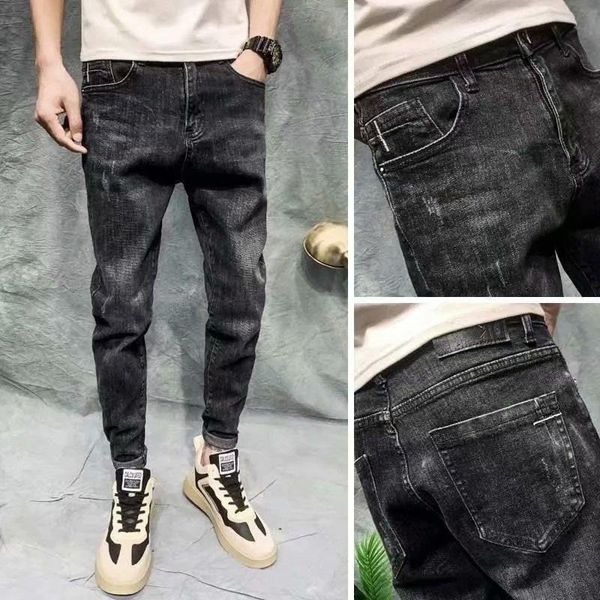 

men's jeans denim brand spring and autumn 2021 street slim pants korean fashion casual elastic all-match long, Blue
