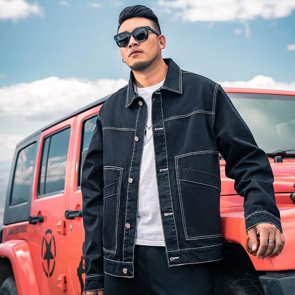 

men's jackets gxxh fashion jacket fat plus size autumn and winter coat lapel jeans, Black;brown