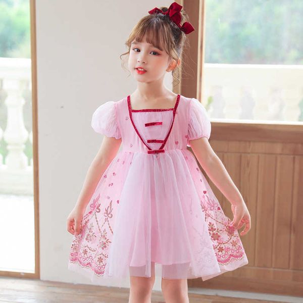 Puff Weepe Girls Lolita платье для детей старейшины цветы принцесса летняя бутическая одежда розовая фея хлопок наряд 210529