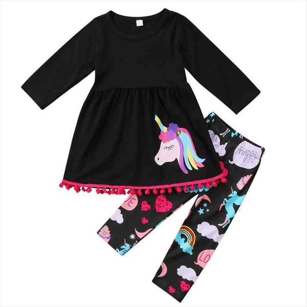 

baby girls clothes set 2pcs cartoon long sleeve mini dress printed pant leggings outfit 2 7y kids, White