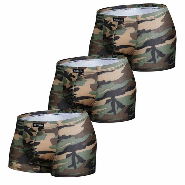 

underpants 1/3pcs mens underwear boxers camouflage low rise men shorts trunks male bulge pouch slip homme panties lingerie, Black;white