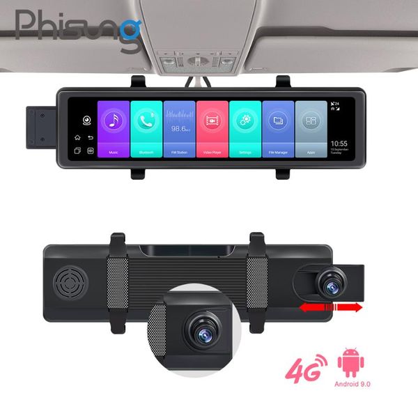 

car video 12in 4g android 8.1 adas dvr dual cams 2+32g wifi gps navigation recorder with phone live night vision