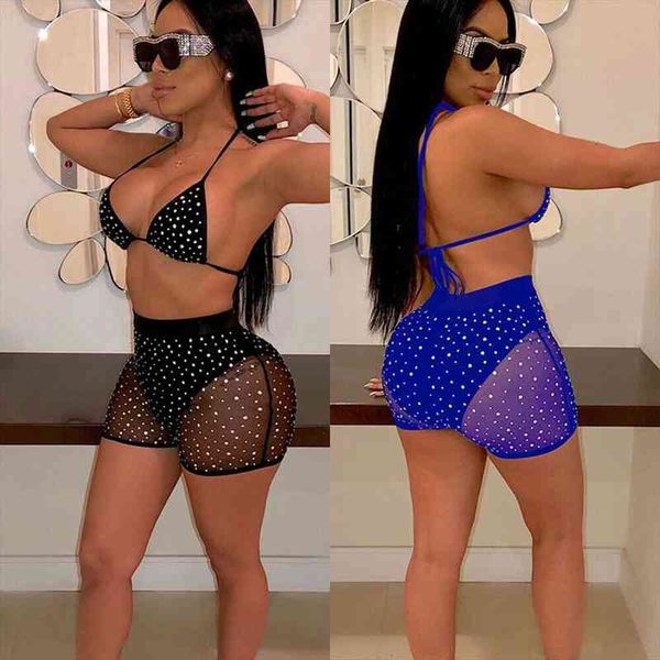 

summer women rhinestone bikini sets crystal diamond push-up bathing suit swimsuit two piece swimwear, White;black