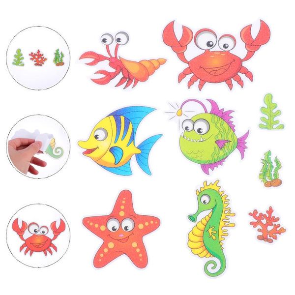 

bath mats 9pcs cartoon bathtub stickers anti-slip tub frosted (shrimp crab)