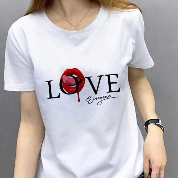 

new summer tshirt love lips printed short sleeve t shirt women thin section t-shirt femme harajuku white female clothing
