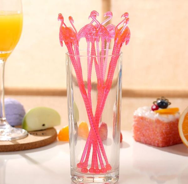 Bar Araçları Flamingo Şekli Tek Kullanımlık Swizzle Sopa Süt Çay Kahve Plastik Karıştırma Sticks Yaratıcı Muddler Karikatür Sevimli Pembe SN5534