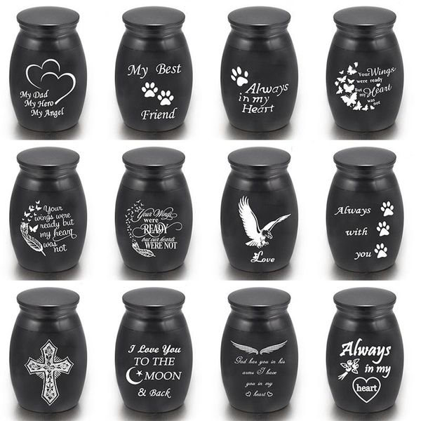 

party favor cremation ashes urn keepsake casket columbarium pet memorials mini size supplies black alloy urns for dog cat bird mouse