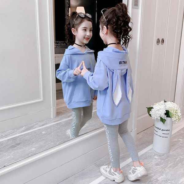 

fashion girls clothes set teen girls tracksuit spring autumn long sleeve 2pcs children suits little girl sets 4 6 8 10 12 years 210225, White