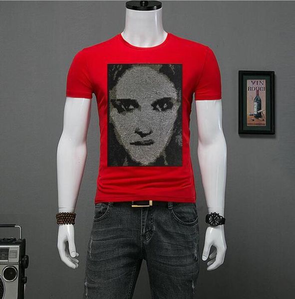 

2021 new tshirt men rhinestone short sleeve tees luxury design for big boy m-5xl wfgo, White;black