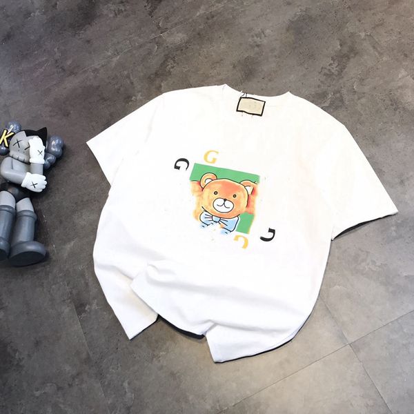 

couple short sleeve 2021 summer new square bear print loose t-shirt, Black