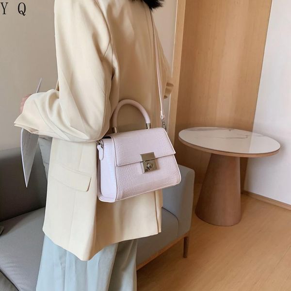 

lady small bag bag tide 2021 square designer bags stone lock pattern women quality shoulder casual girl diagonal new black khaki fojih