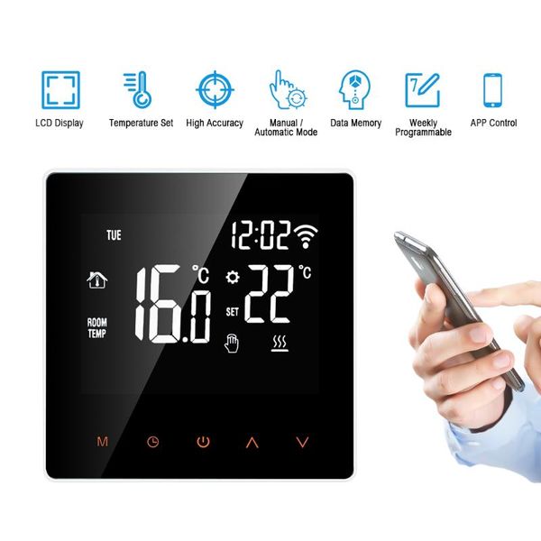 

smart home control wifi thermostat digital temperature controller lcd display touch screen app electric floor heating