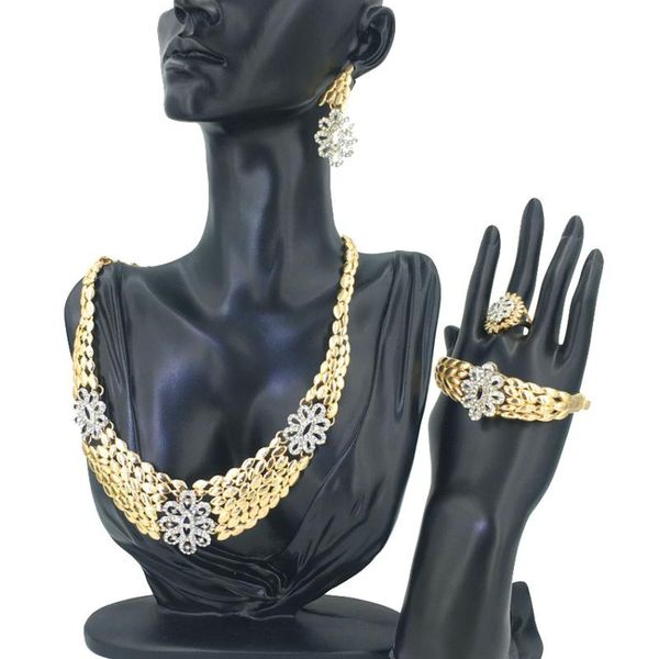Ohrringe Halskette Mejewelry Mode Verkauf Brasilien Mehrfarbige Zirkonia Schmuck Sets Für Frauen Neueste Designs FHK12058
