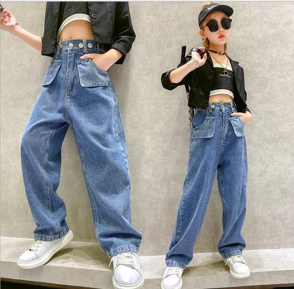 

jeans 2021 wholesale girls denim wide pants fashion autumn jean 5-10t f7641, Blue
