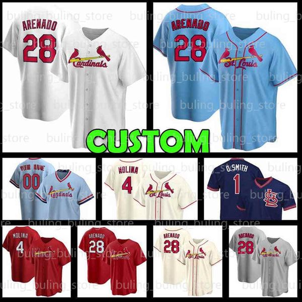 

custom nolan arenado paul goldschmidt yadier molina baseball jerseys matt carpenter ozzie smith jack flaherty red blue white cream gray, Blue;black