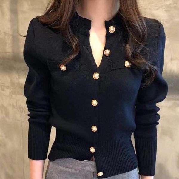 

korean button single-breasted sweaters cardigans thin coat autumn fashion slim long sleeve womens sweater knitted clothes, White
