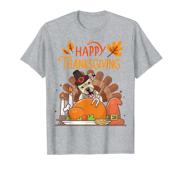 

happy thanksgiving turkey funny pitbull dog lovers gift t-shirt, White;black
