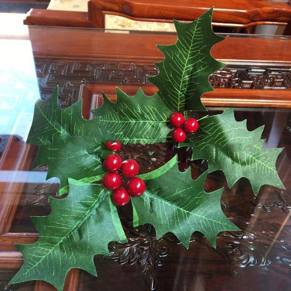 

1pc christmas festival simulation red berries leaves diy home party xmas tree decoration materials