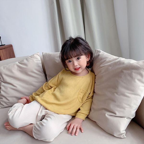 

boys and girls solid color soft base children cotton long sleeve t shirts, Blue