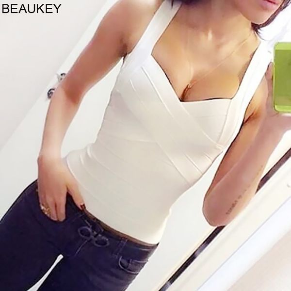 Beauke Sexytop Женщины белый повязка жилет плюс размер XL оптом черный красный желтый Camis Bandage Bodycon Camis женщины Maxi 210308
