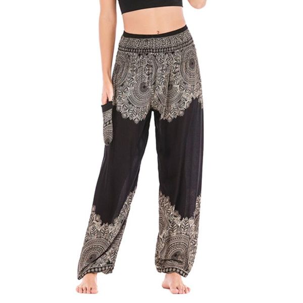 

2021 fashion lounge beach print yoga pants mens women thai harem trousers baggy boho festival hippy smock high waist pants #4, White;red