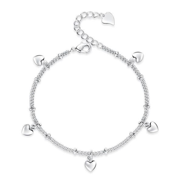 

link, chain fashion heart-shaped tassel pendant bracelet elegant women wedding silver color jewelry romantic valentine's day gift, Black