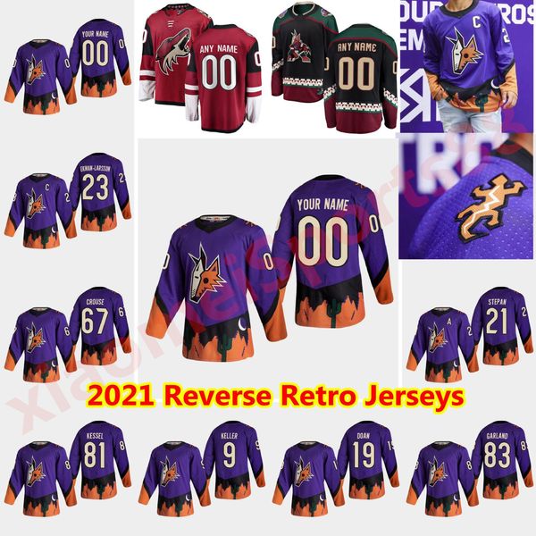 

arizona coyotes 2021 reverse retro hockey jerseys oliver ekman-larsson jersey conor garland jakob chychrun max domi oesterle custom stitched, Black;red