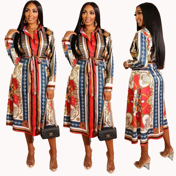 

casual dresses elegant dress women long sleeve print midi ladies vestidos autumn and winter dys887, Black;gray