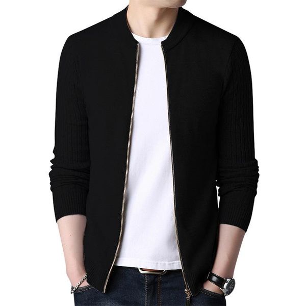 

men's sweaters spring sweater cardigan solid long sleeve knitted coat full zipper casual wool tide slim male autumn clothing, White;black